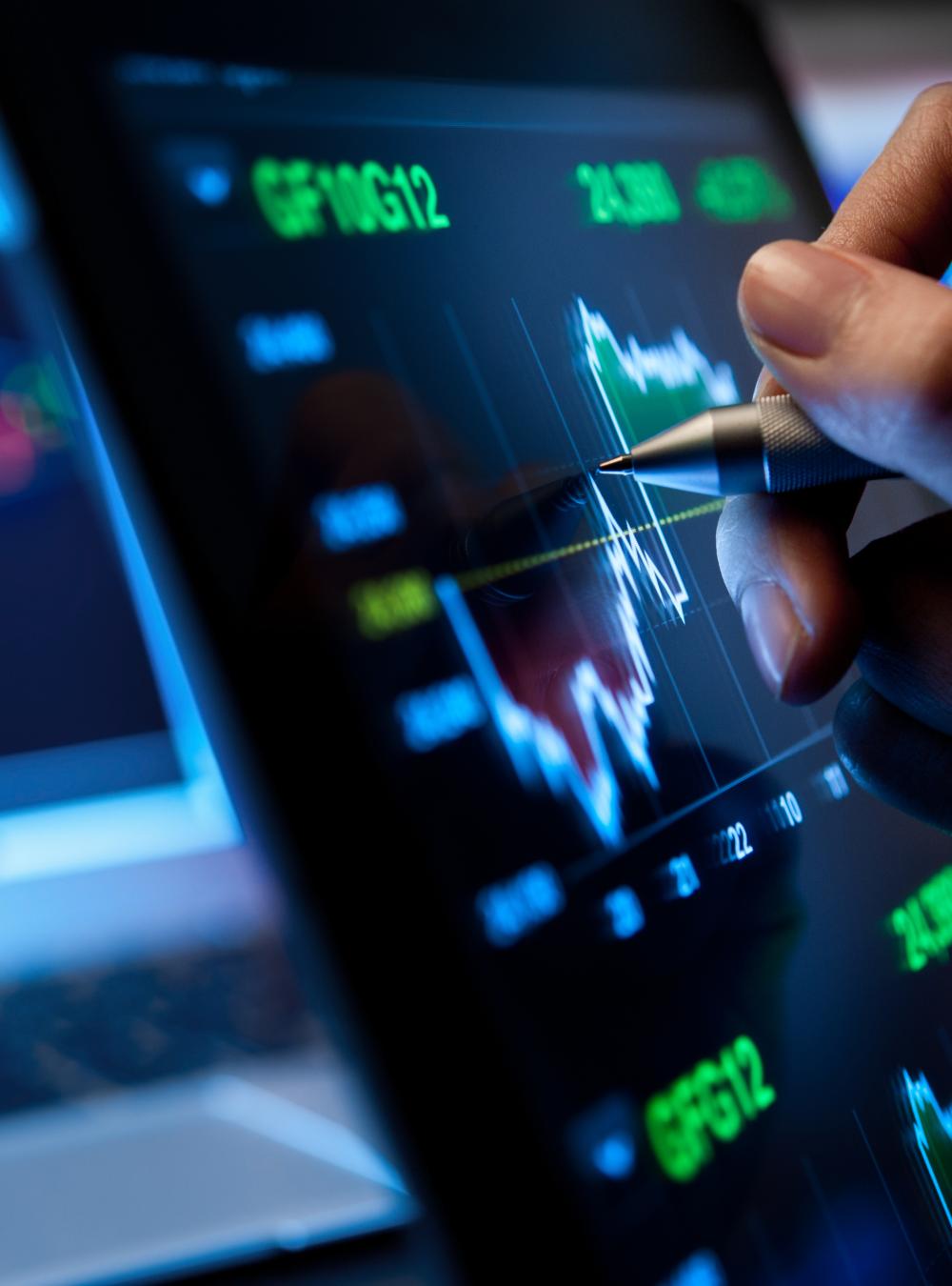 Financial data on a screen