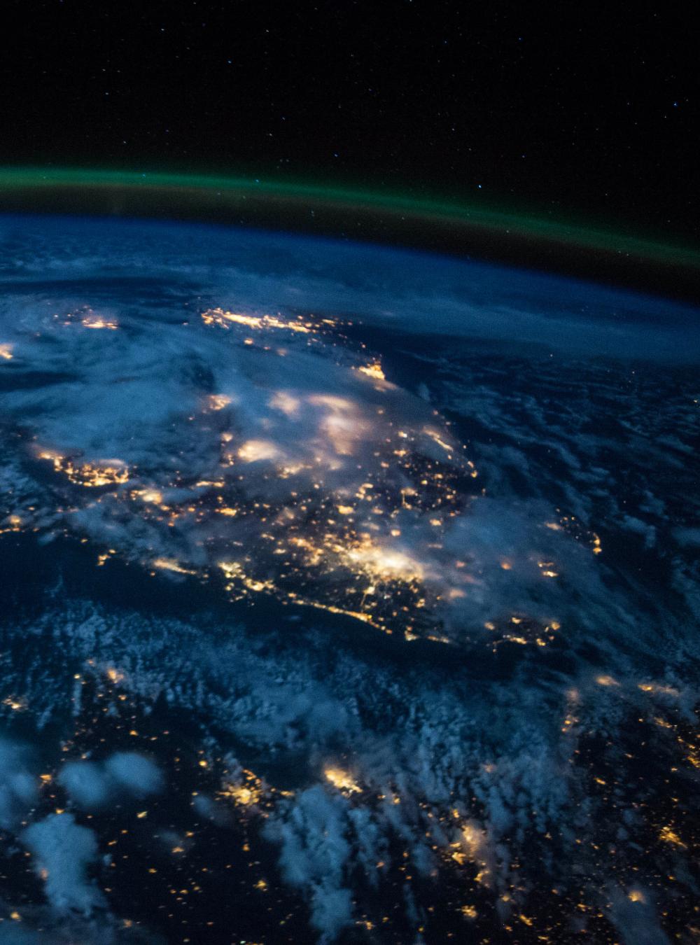 Earth from space, showing lights across the world