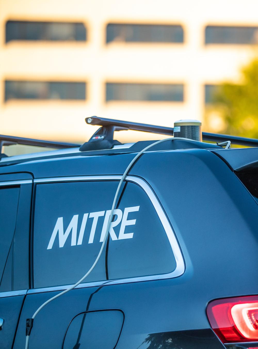 View of MITRE's MASE autonomous vehicle the back