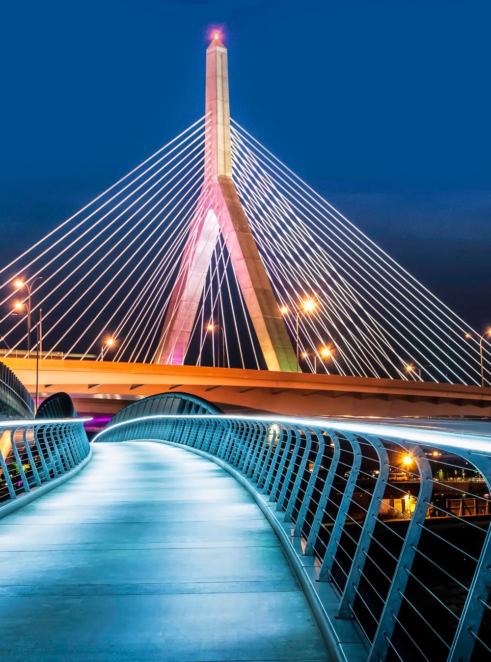 A walkway connects North Point Park in Cambridge with Paul Revere Park in Charlestown. This walkway goes under the Zakim Bunker Hill Bridge