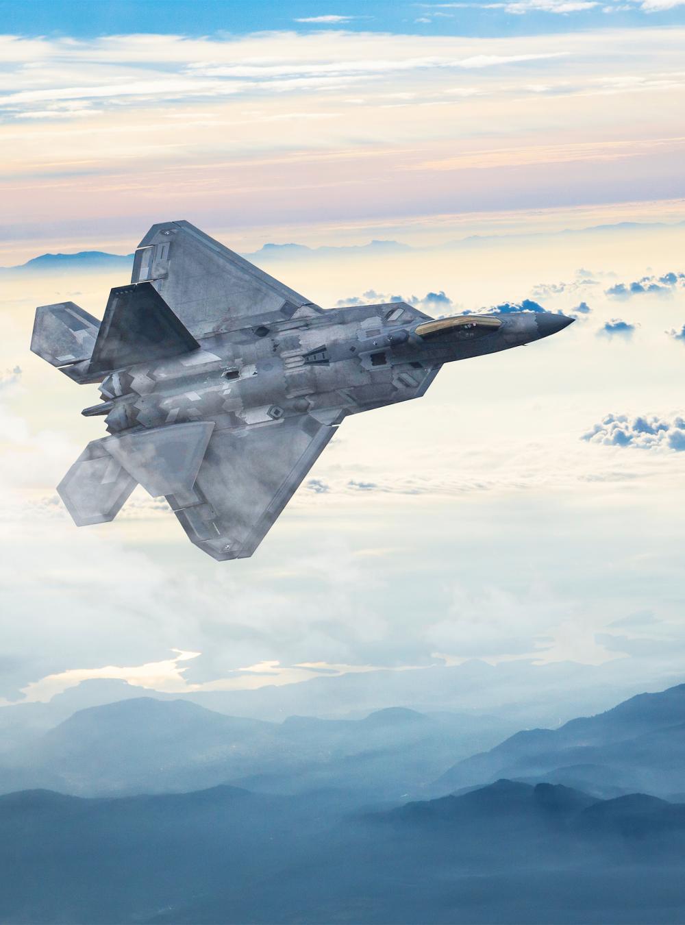 F-22 Raptor flying in the sky