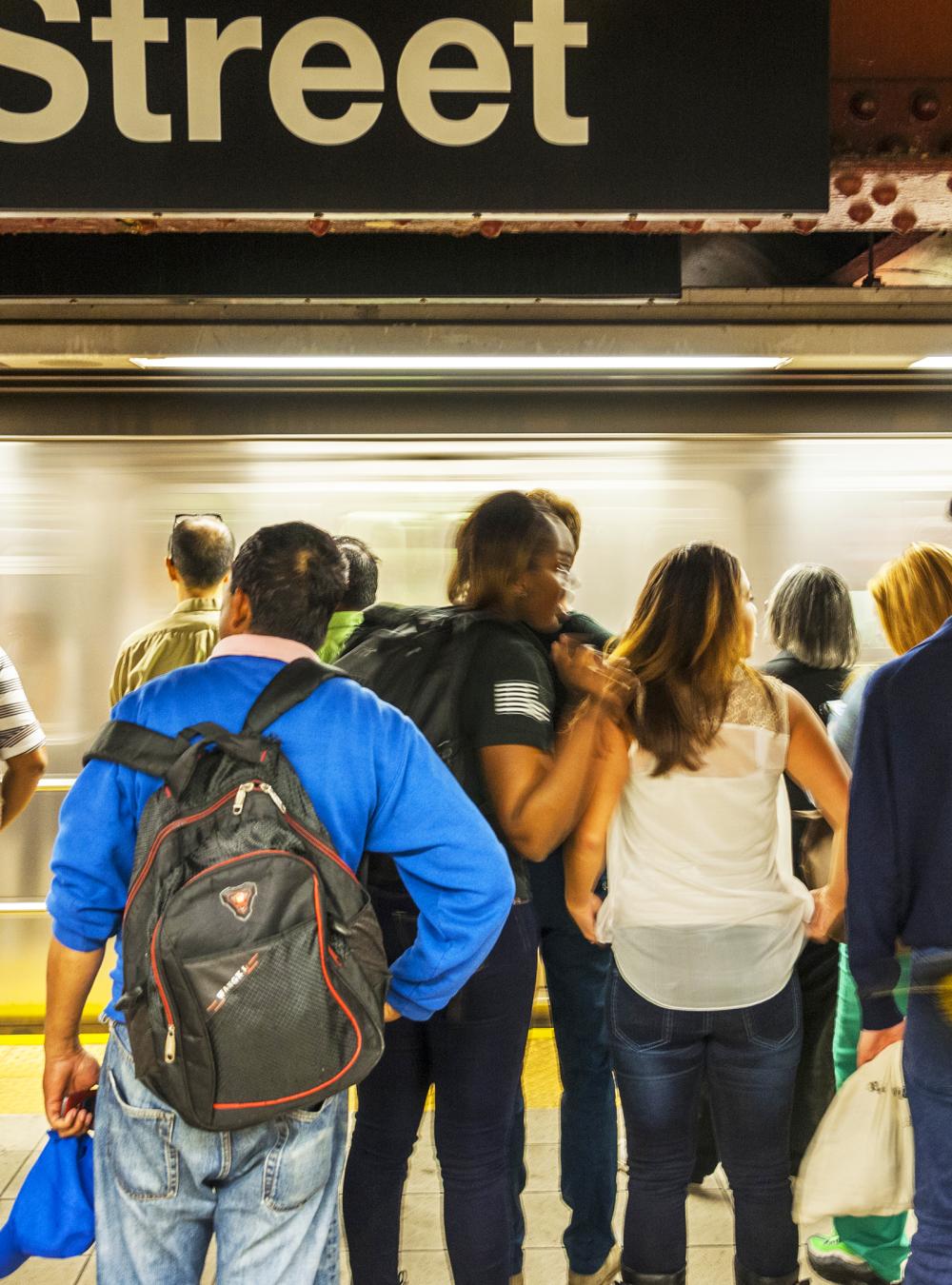 Crowd of people waiting for a subway train
