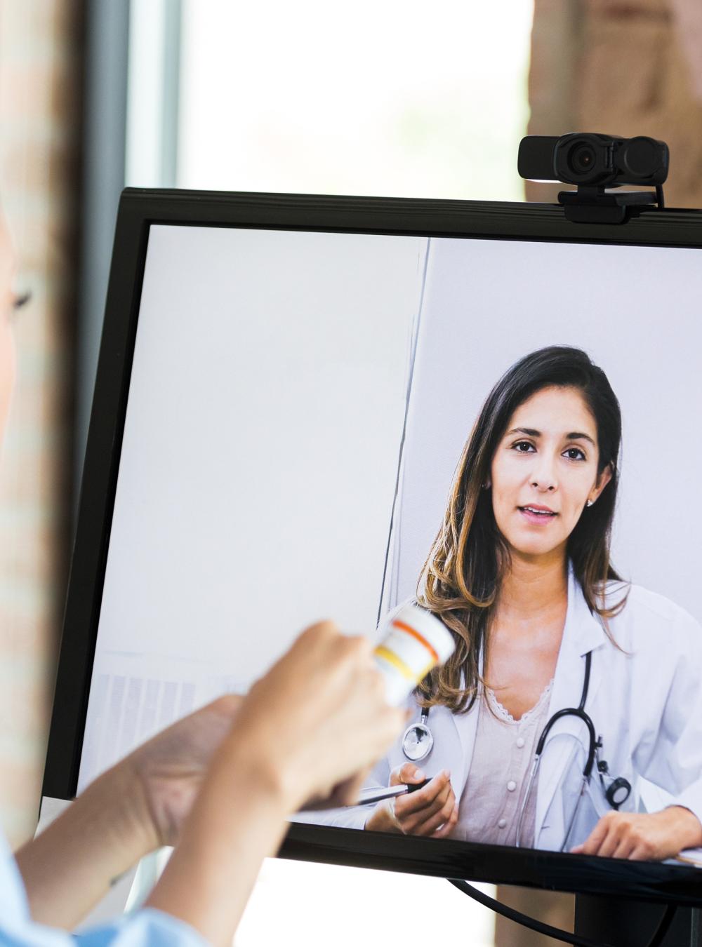 doctor and patient on a video call