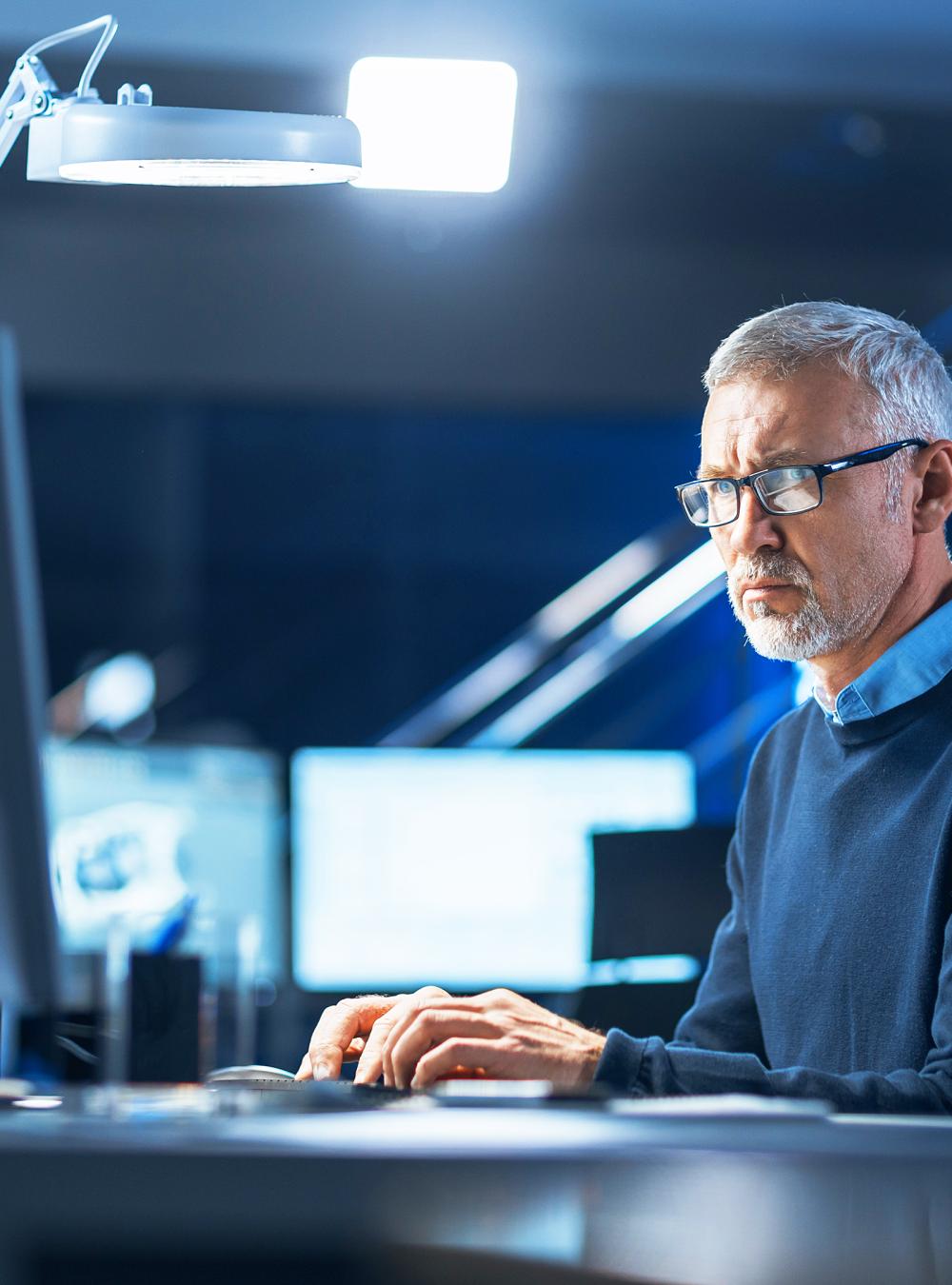 man at computer