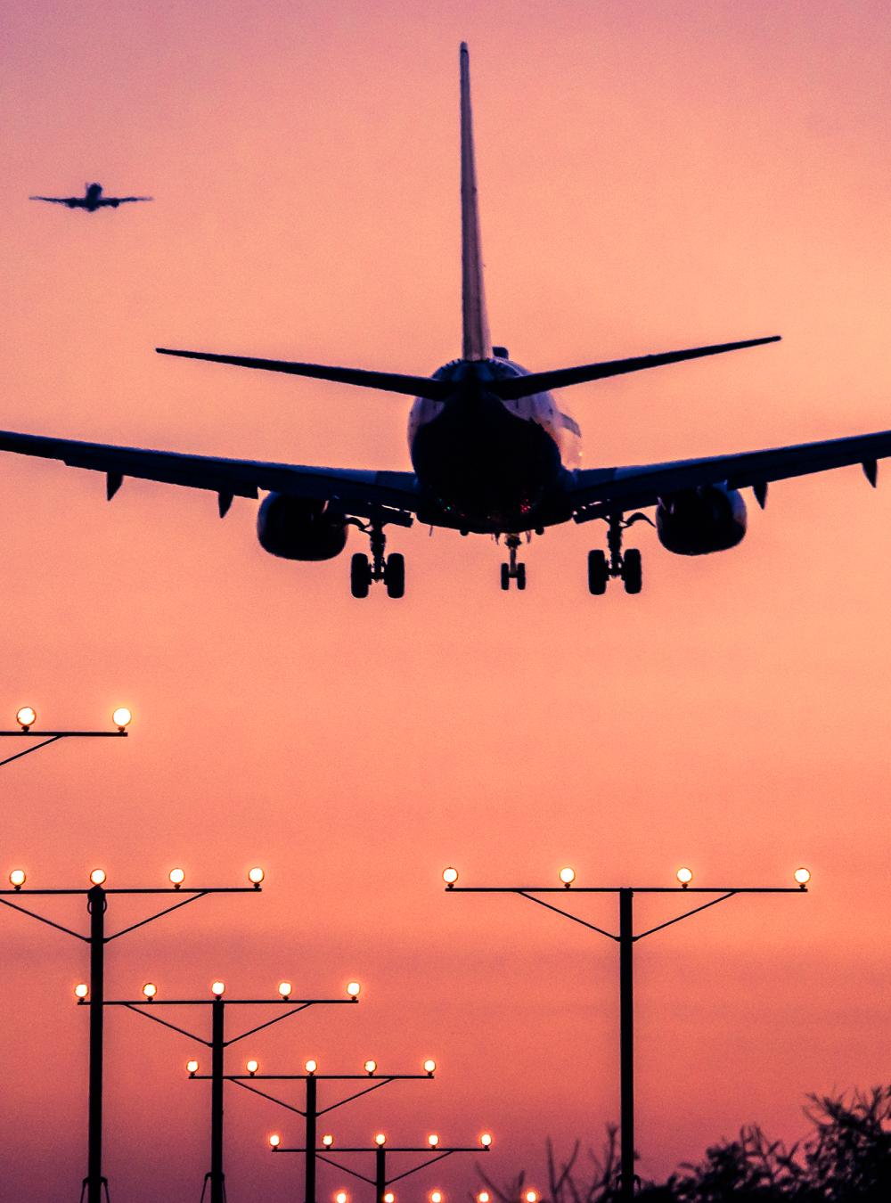 Planes arriving and departing the airport