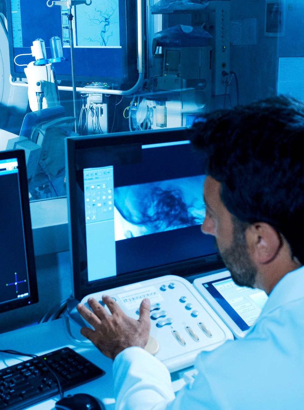 Patient receiving a brain scan in the hospital