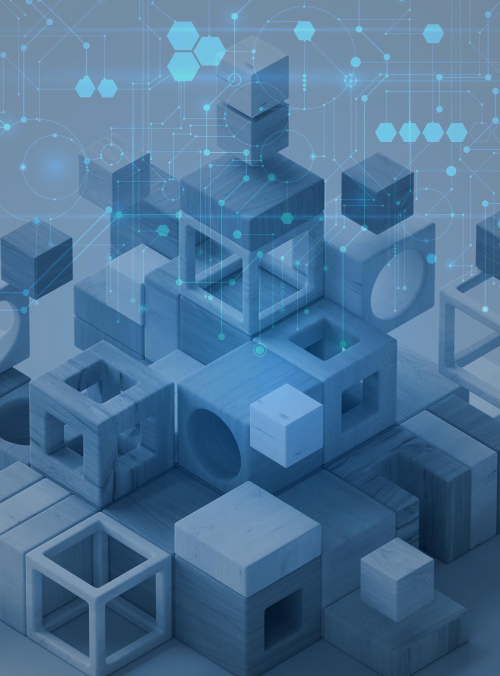 Illustration of cubes in a pyramid pattern