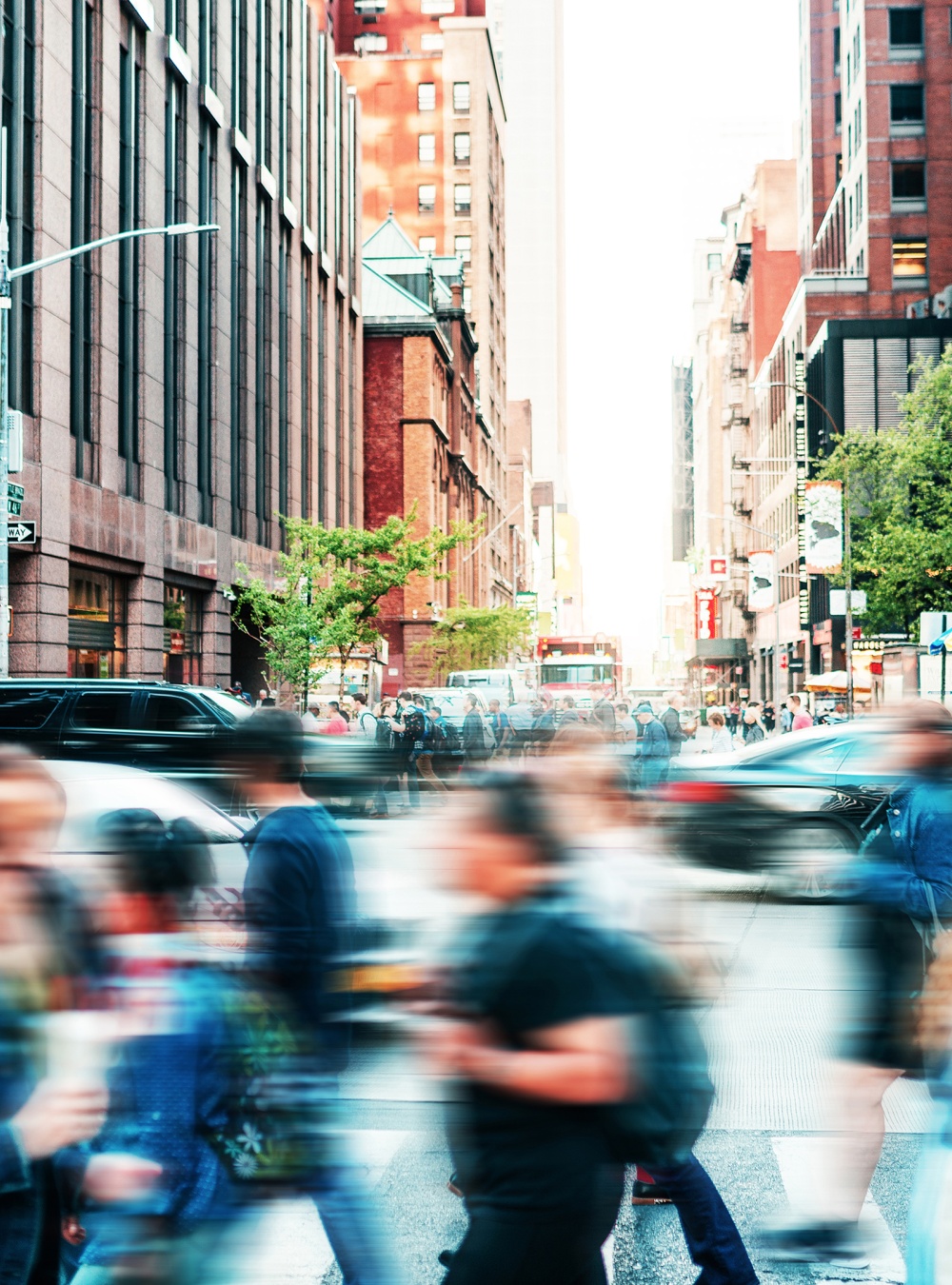 Blurred crowd of people in the city