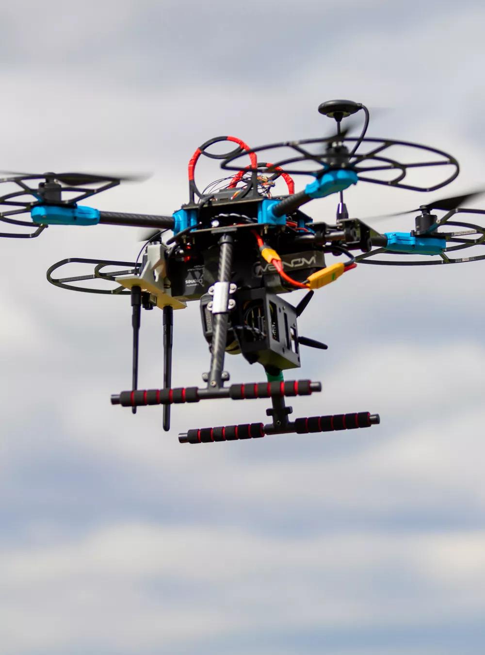Close-up of drone flying