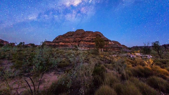 The outback at night with the Milky Way galaxy