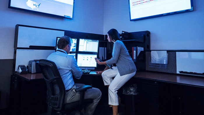 People working in a data center