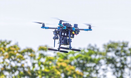 Drone flying outdoors