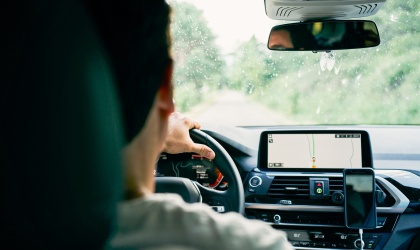 Man driving a car